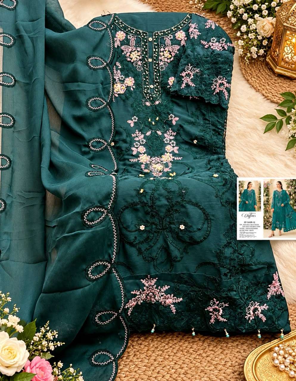 SF 5638 COLOR CHIFFON KHATLI WITH LATKAN SALWAR SUIT FOR LADIES WHOLESALER GUJARAT